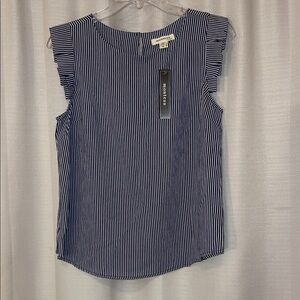 Monteau Navy and White Striped Blouse